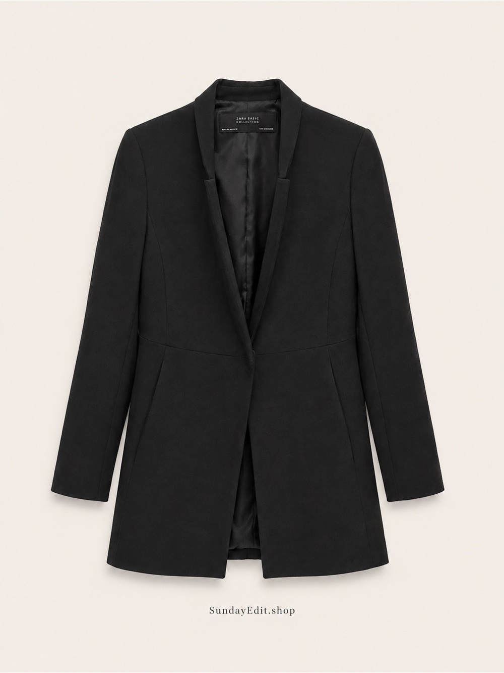 Zara Basic Collection Black Longline Blazer Jacket | Size S